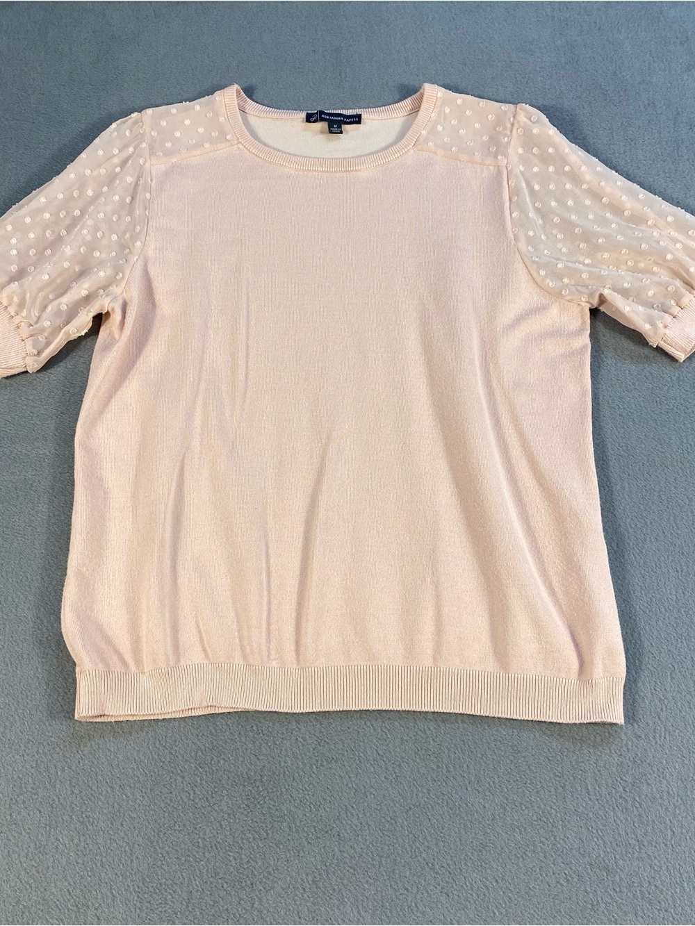 Adrianna Papell women’s Blush Pink chiffon Short Sleeve knit sweater, size M